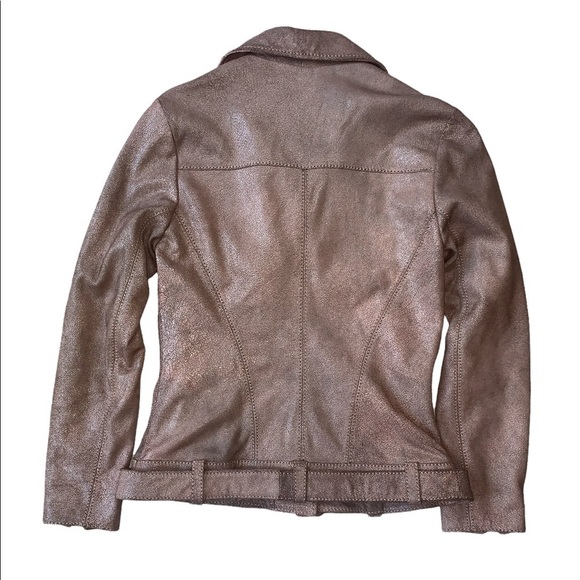 AS by DF Cult Leather‎ Moto Jacket in Metallic Rose - Picture 2 of 8